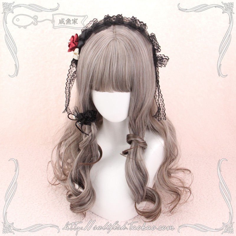 LOL-150 wig rambut palsu daily korea kpop panjang wavy ash brown