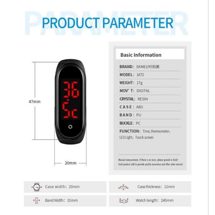 Jam Skmei 1672 original measuring bracelet  bergaransi free box