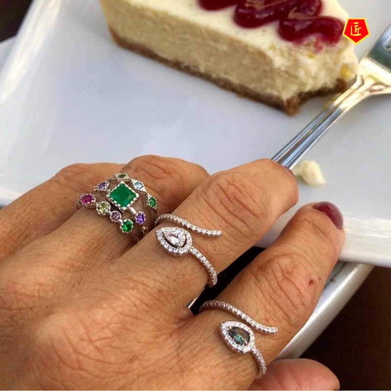 [Ready Stock]Diamond Birthstone Ring Fashionable and Elegant