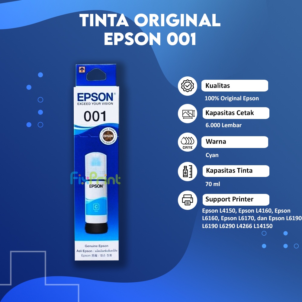 Epson Original C13T03Y300 Tinta 001 Magenta Printer L4150 L6160 L6190 L4250 L4260