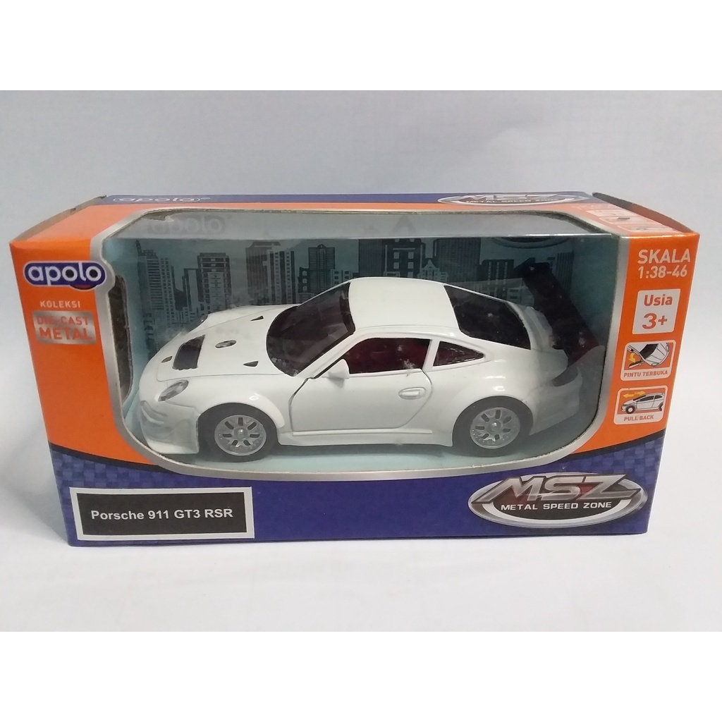 Diecast APOLO MSZ Porsche 911 GT3 RSR Putih Koleksi Mainan Anak