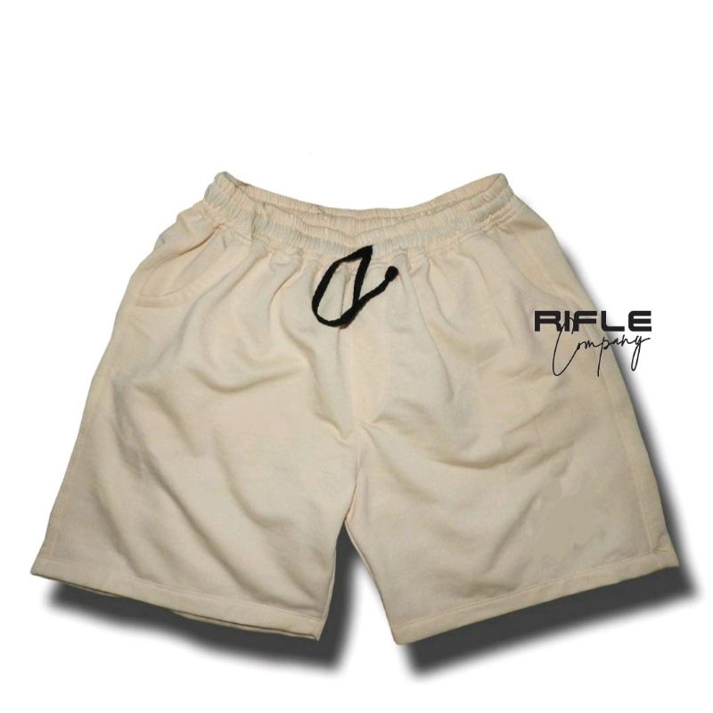 Rifle.co | Celana Pendek Pria Wanita | celana pendek santai | Boardshort | Boxer | Sweatpants Warna Krem Muda