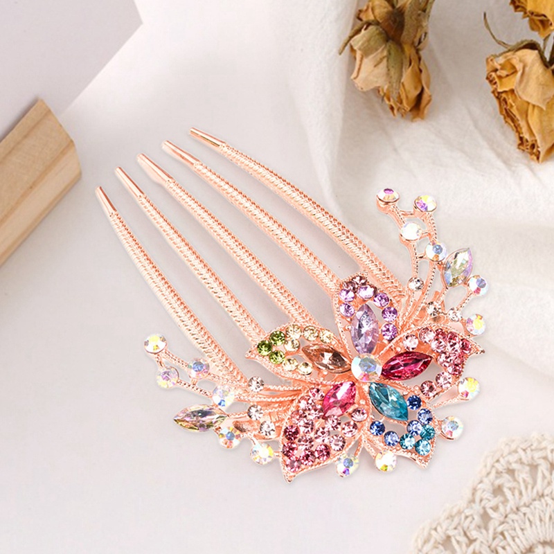 1Pc Fashion All-match Alloy Diamond Insert Hair Comb Women's Wedding Accessories