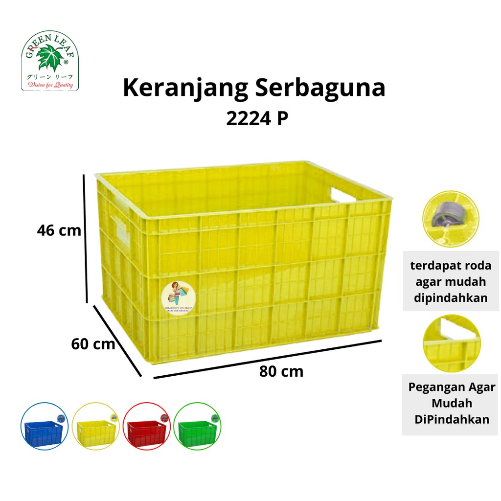 Container Keranjang Industri Roda 2224 P Green Leaf