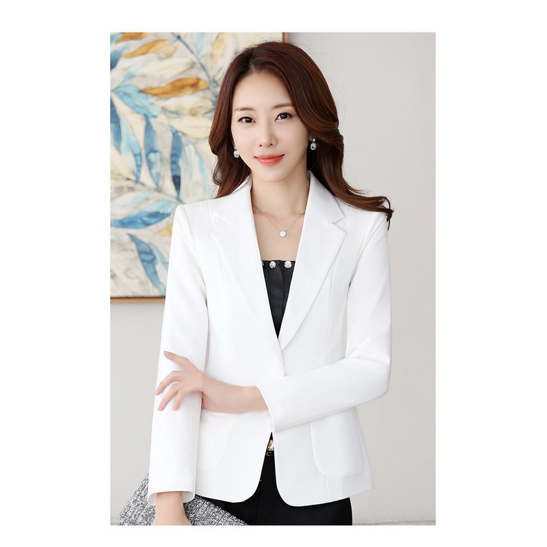 BLAZER WANITA FORMAL SANTAI CASUAL PUTIH PANJANG - BLAZER KERJA WANITA WARNA PUTIH