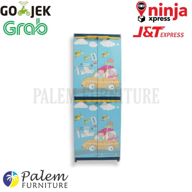 Miami Kinara Lemari Pakaian Plastik Anak Minimalis Motif Car