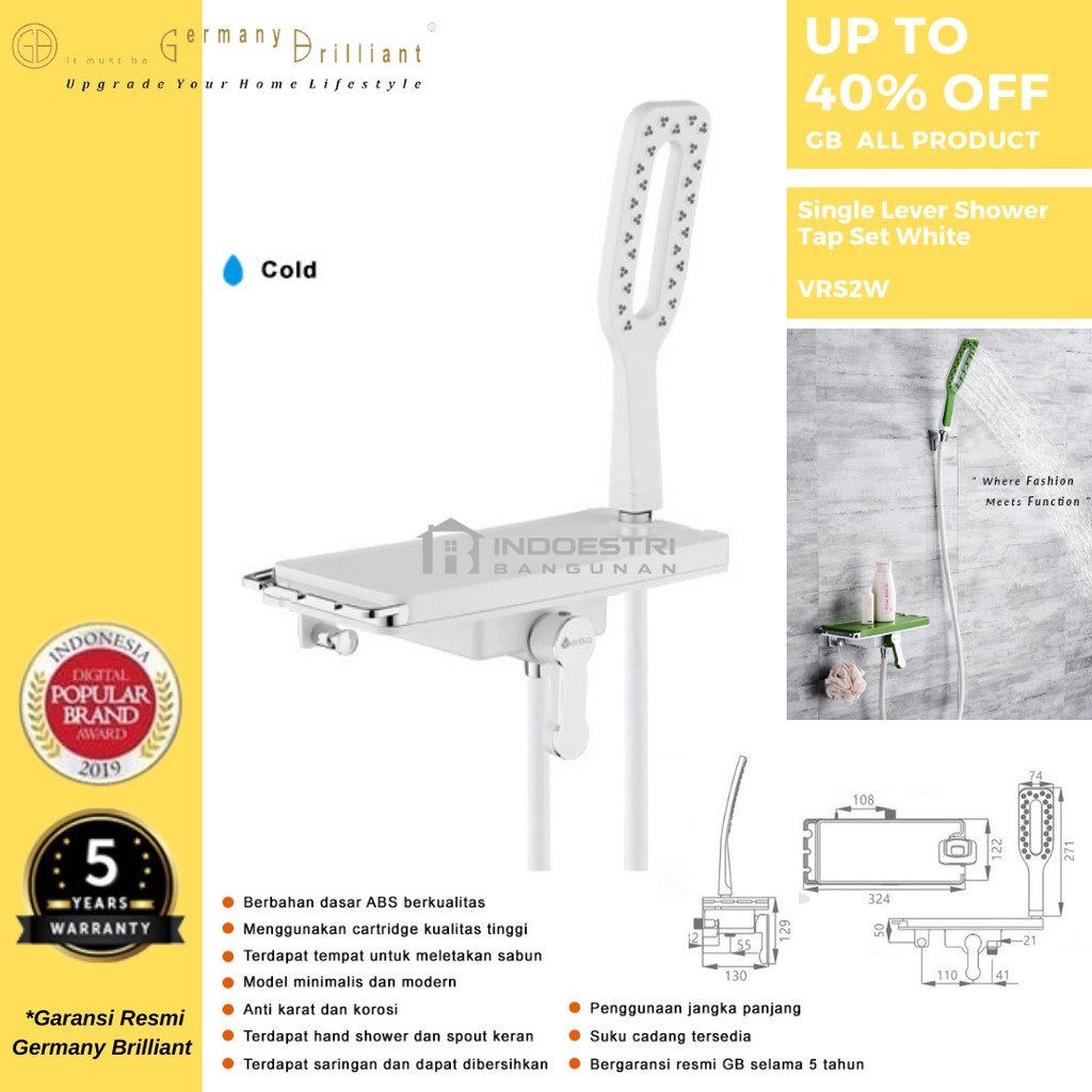 Kran Shower Germany Brilliant Verisa VRS2W White / Germany Brilliant Verisa VRS2W Kran Hand Shower S