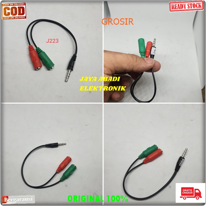 J223 KABEL AUDIO SPLITTER KONEKTOR CONVERTER SPLITER AUX MIC 3.5MM AUDIO HP JEK JACK MICROPHONE MULTI CABLE J223  kabel audio spliter 2 in 1 konektor converter splitter aux mic mik 3.5 mm conektor audio acc handphone hp jek jack 2in1 microphone laptop kom