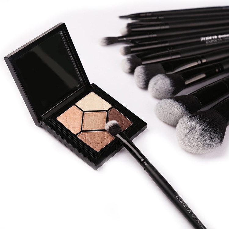 Zoreya Brush Make Up 15 Set dengan Pouch - ZZ15 - Black