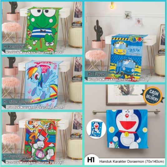 Handuk Mandi Karakter Anak Microfiber 70X140Cm Murah Berkualitas Handuk Karakter Lucu Handuk Murah Dikirim Random WFS