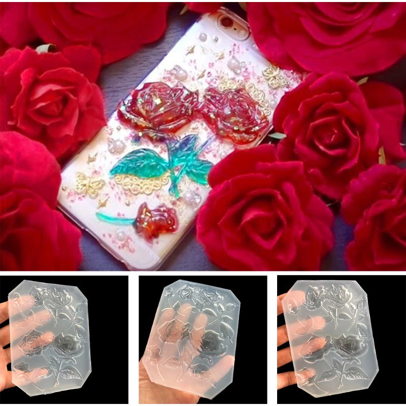 SIY  New Mirror DIY Handmade UV Crystal Epoxy Mold With Leaf Big Rose Jewelry Pendant Accessories