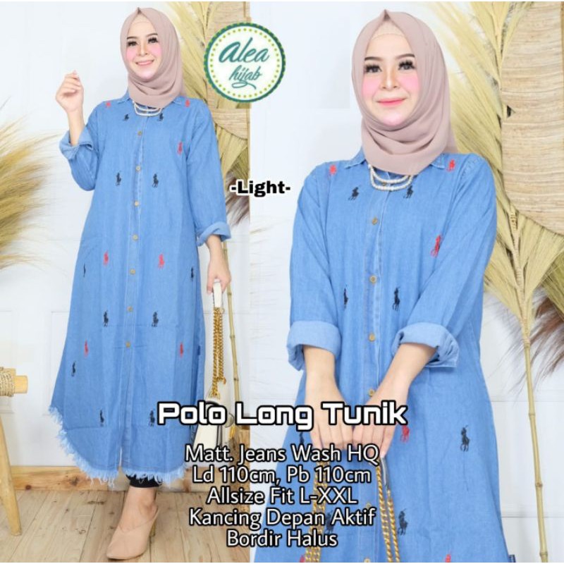 TUNIK JEANS/JEANS LONG TUNIK/TUNIK KANCING DEPAN/TUNIK BORDIR/TUNIK JUMBO/BISA COD BAYAR DI TEMPAT