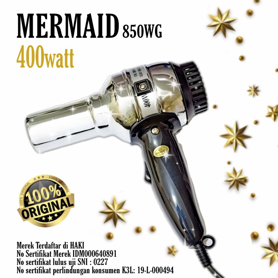 Hair Dryer MERMAID 850 WG Rainbow /400 watt PENGERING RAMBUT