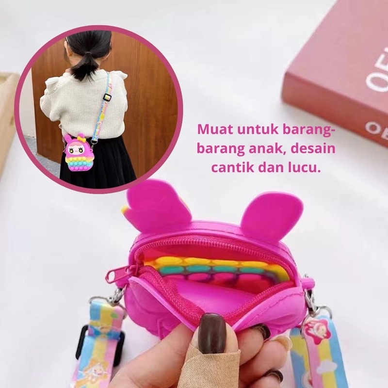 GROSIR TAS ANAK POPIT JELLY / TAS POP IT ANAK SELEMPANG UNICORN / TAS POP IT ANAK TERMURAH/DOMPET KOIN/COIN/ MINNIEMOUSE/ HK/ UNICORN/ CUPCAKE/ KUE/ANAK PEREMPUAN/ CAT/KUCING