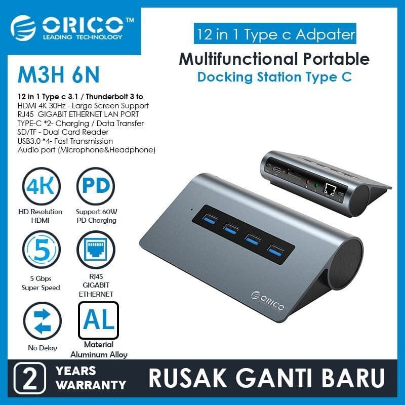 ORICO M3H-6N Type-c Multi-function Aluminum Alloy Docking Station