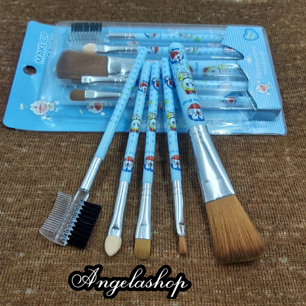 KUAS MAKE UP MOTIF/KUAS SET ISI 5/MAKE UP BRUSH 5 IN 1/DORAEMON/HELLO KITTY KUAS SET