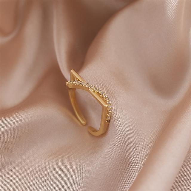 Gaya Korea cahaya mewah open square anggun online influencer cincin pasangan Baru hadiah