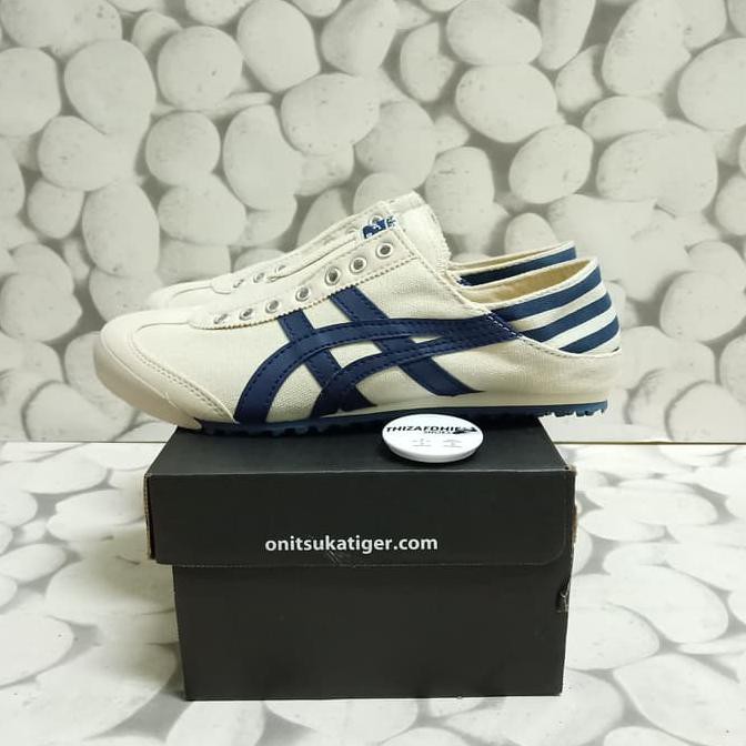 promo sepatu asics onitsuka tiger mexico 66 slip on paraty cream navy terbaru