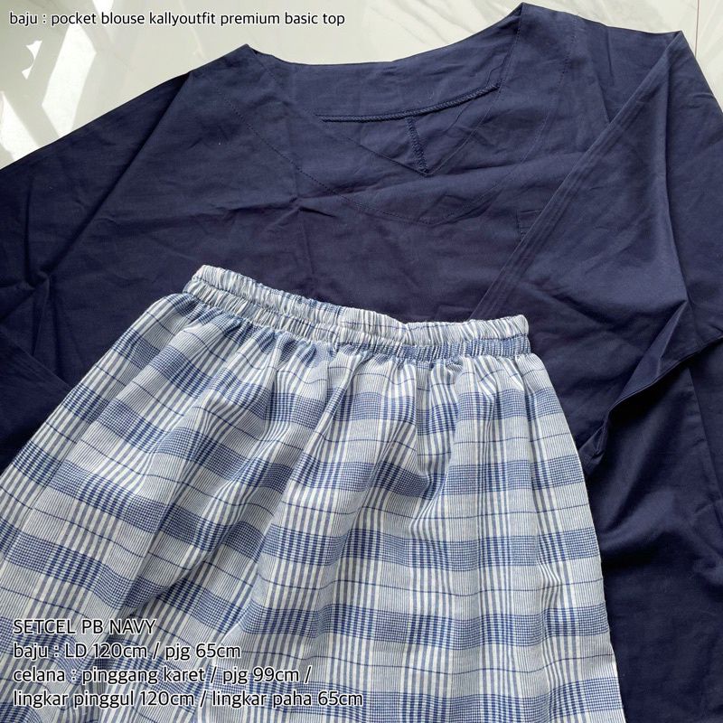 set baju celana KALLYOUTFIT-SETCEL PB NAVY