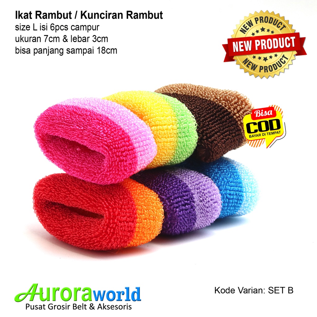 AURORAWORLD 6 PCS IKAT RAMBUT / KUNCIRAN RAMBUT WARNA CAMPUR  KUALITAS SUPER BAHAN LEMBUT