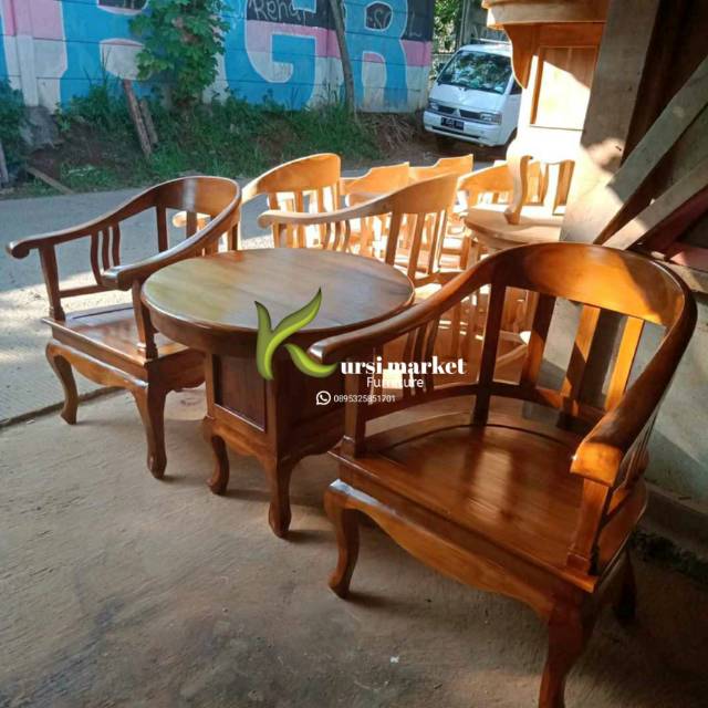 Kursi teras rumah kursi teras lenong meja kopi kayu jati