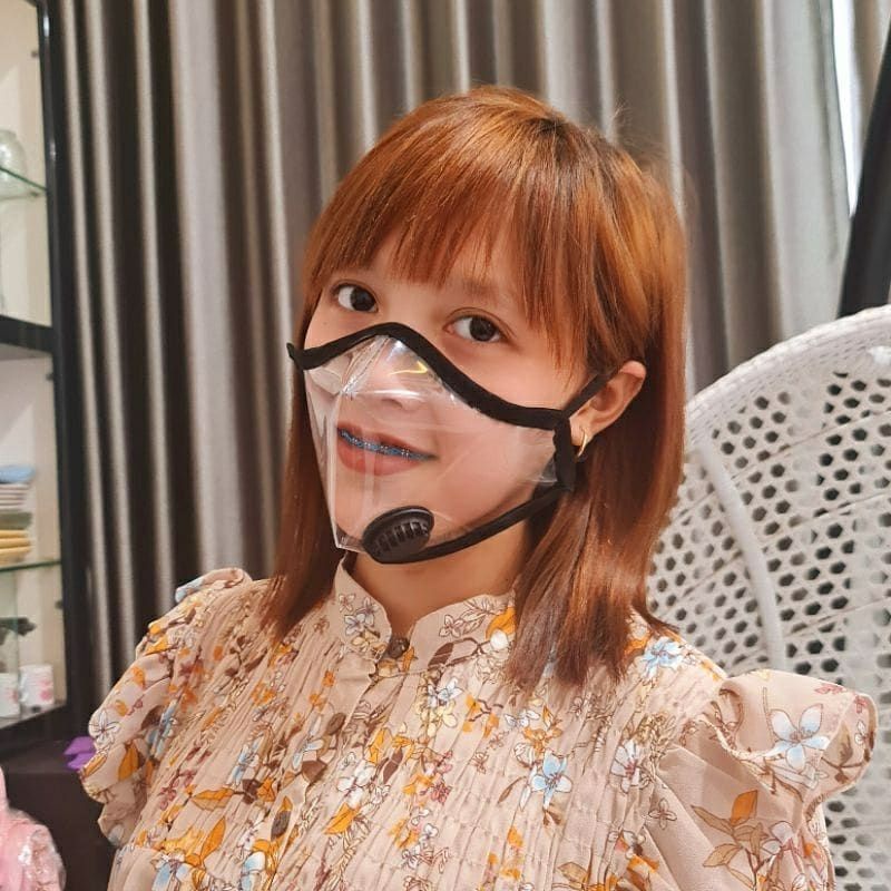 Masker transparan mika warna putih