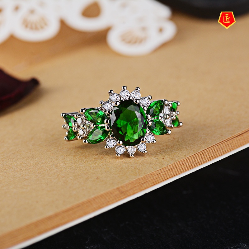 [Ready Stock]Emerald Women's Ring Creative Fashion Accessories