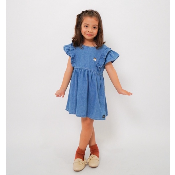 Carva Atasan anak dress jeans anak Rapunzel denim original realpict