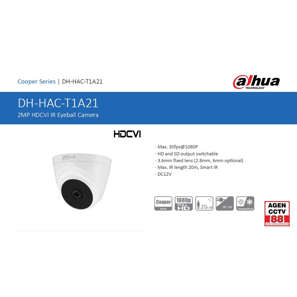 Paket CCTV DAHUA 2CH 2 Channel Kamera Full HD 2MP Lengkap + Kabel + Harddisk