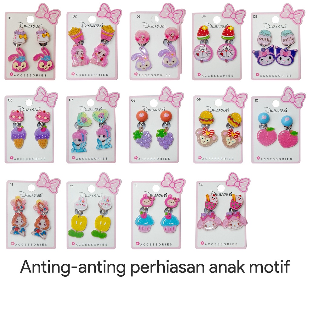 Qh-Set Perhiasan Cincin Anting Dan Gelang Anak Motif Lucu