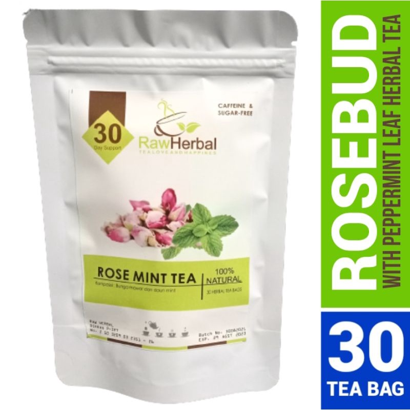 Rose Mint Tea : Teh Kuncup Bunga Mawar &amp; Daun Mint - 30 Tea Bag