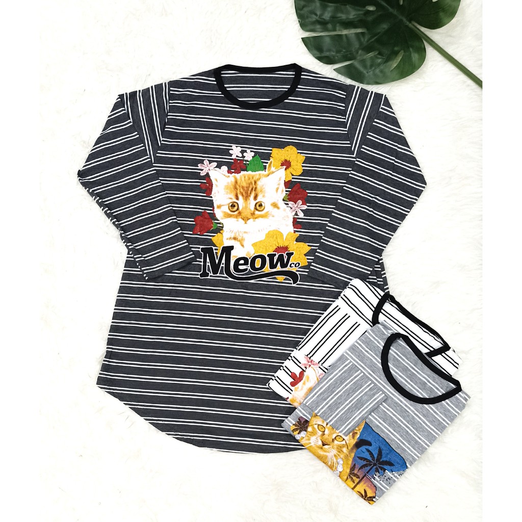 Tunik wanita lengan panjang motif SALUR KUCING