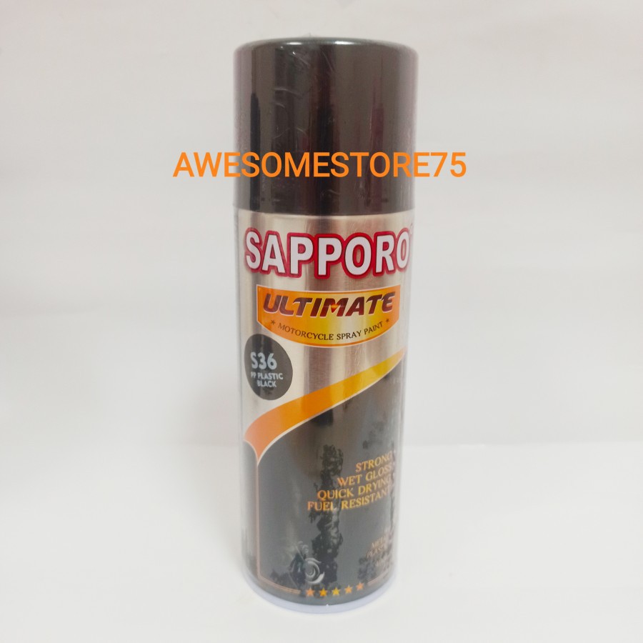 SAPPORO ULTIMATE S36 PP PLASTIC BLACK Doff Cat Semprot Pilox Pylox Plastic Primer