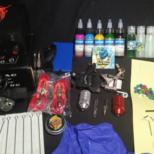 paket lengkap 2set mesin tattoo coil E liner shader dan power supply dual output termurah se shopee