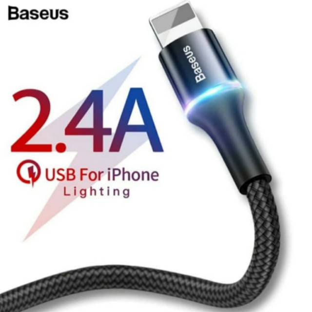 Baseus kabel data iPhone LED fast charging 50 cm
