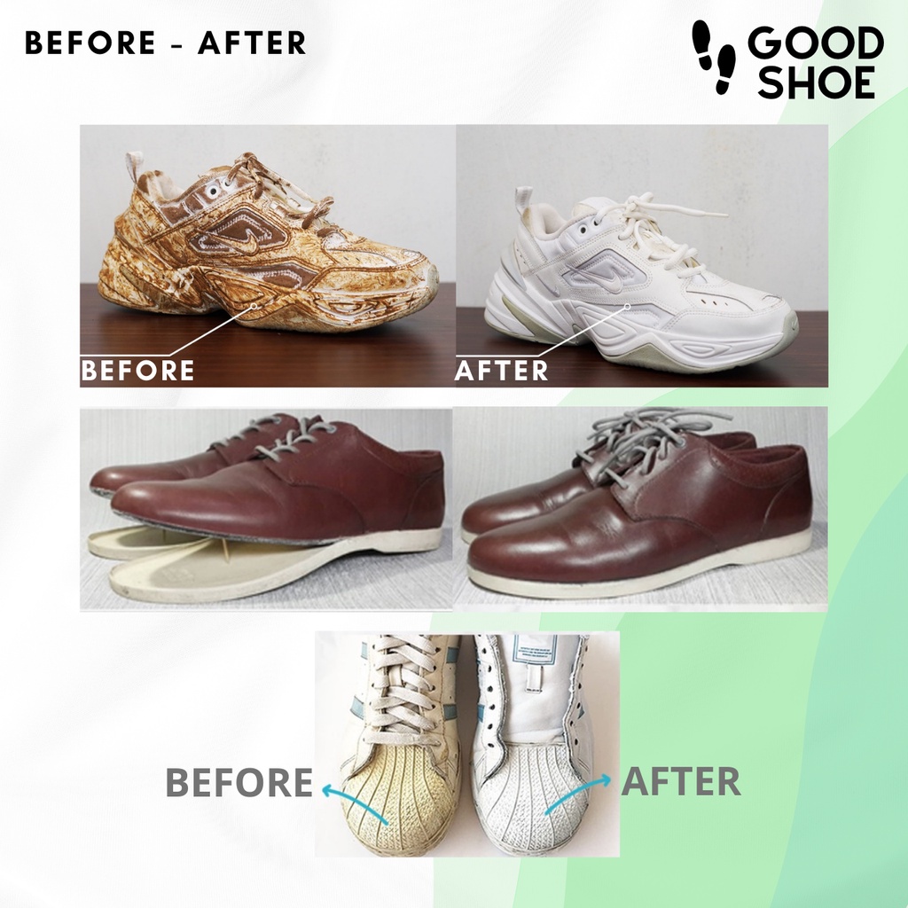 Good Shoe Solusi Ampuh Atas Masalah Sepatumu Unyellowing Whitening Pemutih Sepatu Lem Sepatu Kuning Hijau Shoe Cleaner Pembersih Sepatu Perekat Sepatu Pencuci Sepatu Kotor Noda Lumpur Kuning Coklat Mesh Karet Suede Kain Kanvas Canvas PVC Leather Nubuck