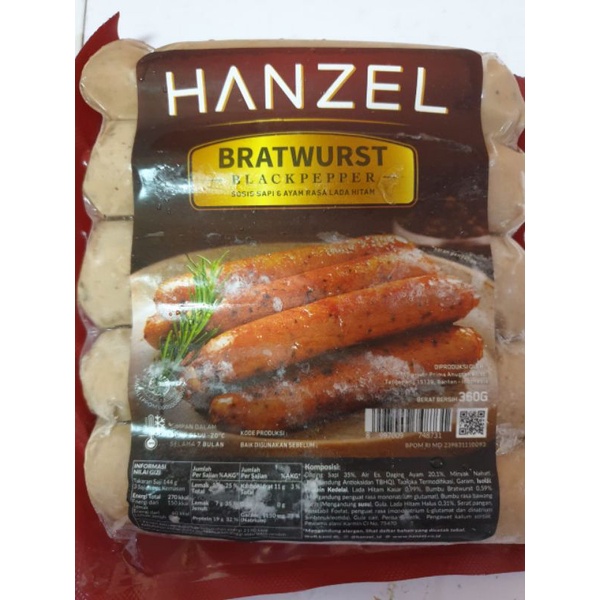 

sosis hanzel bratwurst blackpepper 360gram