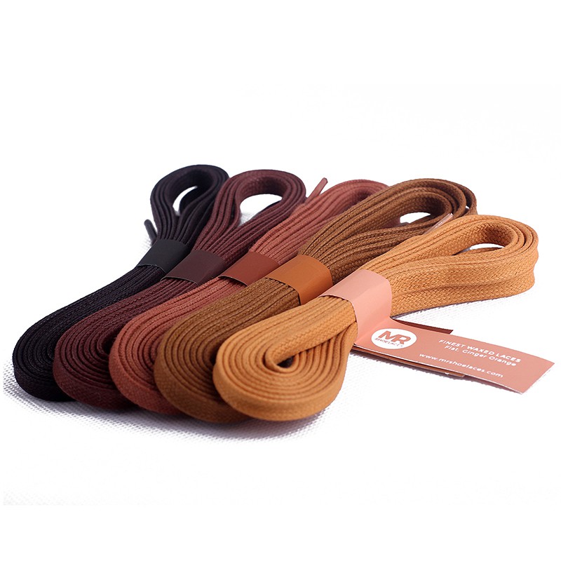 MR Shoelaces FT03 Brown - Tali Sepatu Lilin 6-7mm Gepeng Flat Pipih (Waxed Laces) 90cm 100cm 120cm 150cm