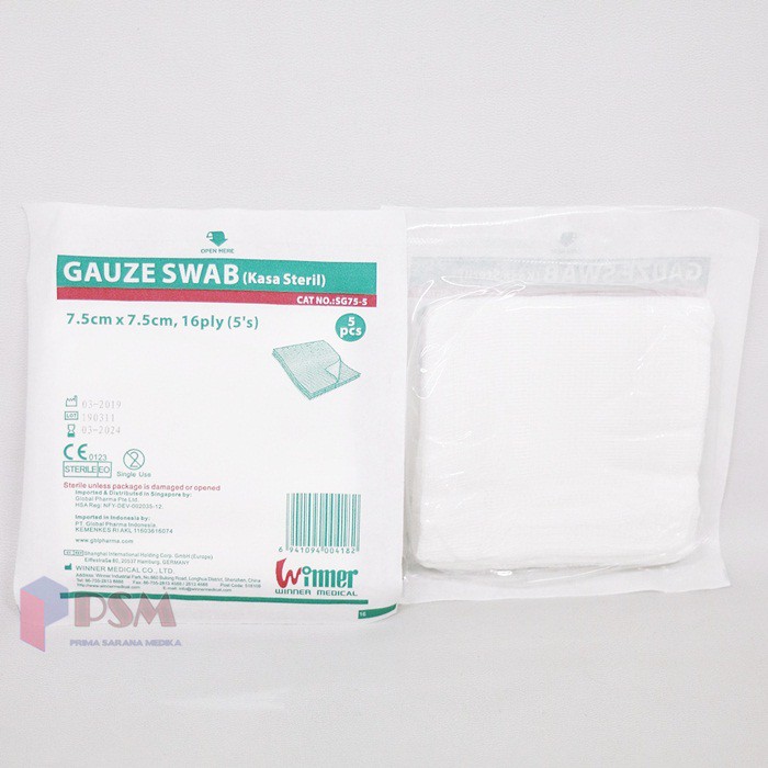 Gauze Swab 7.5x7.5cm 16ply 5s Winner / Kasa Steril LD Cairan Luka P3K