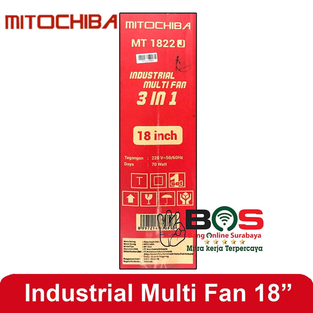 Stand Fan Mitochiba Kipas Angin Berdiri MT-1822J MT 1822J Kipas Angin Industrial Non Remote