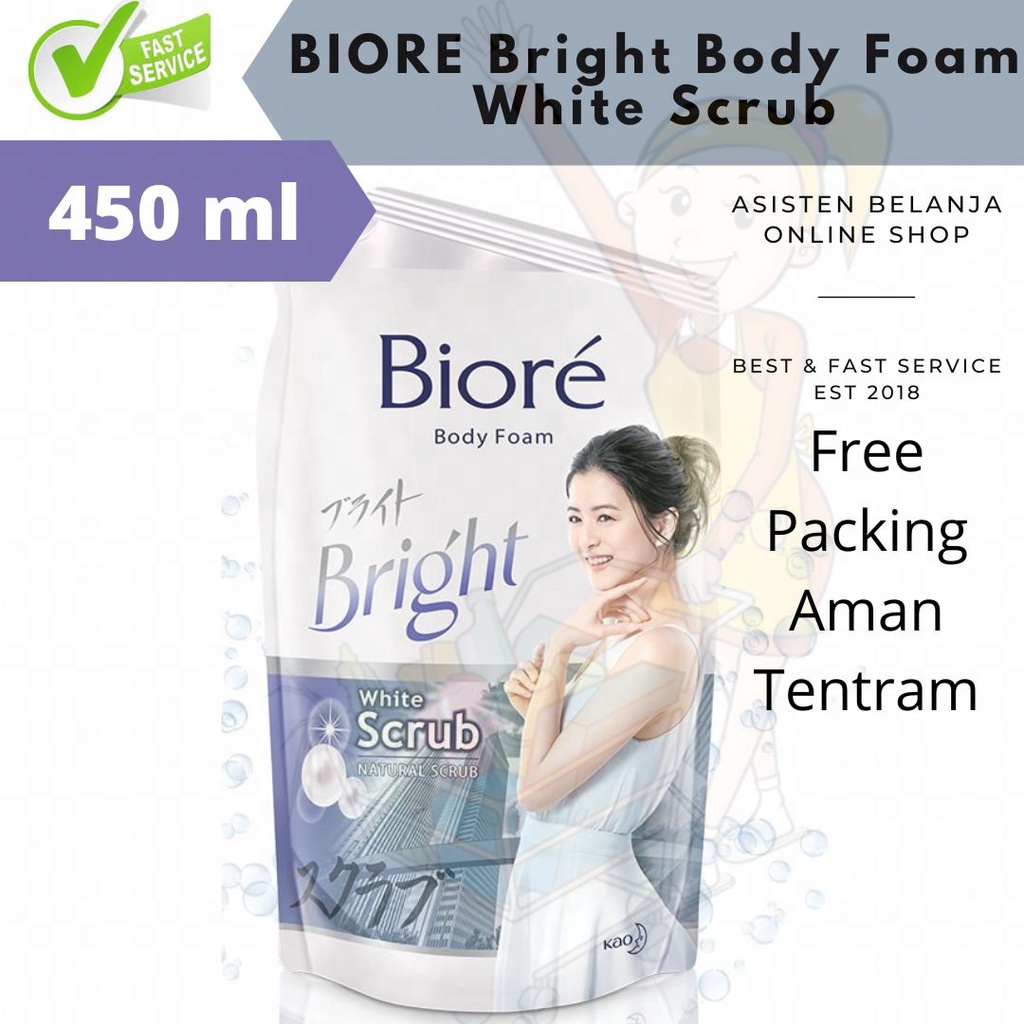 BIORE Body Foam Bright White Scrub Refil 450ml 450 ml Whitening Body Wash