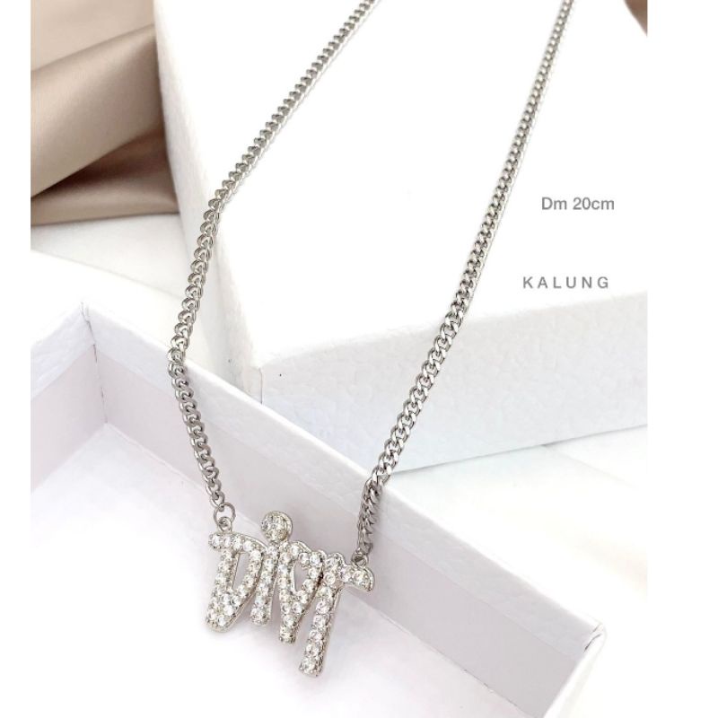 Kalung Titanium Asli Silver Motif eLv Premium Quality Anti karat anti alergi Stainless steel  ori K290