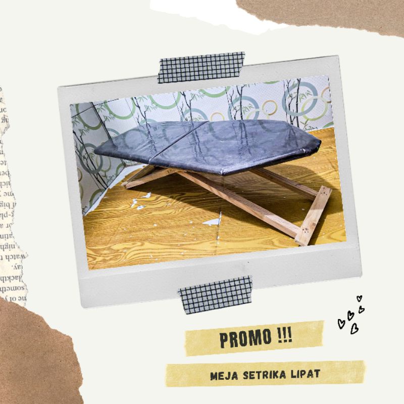 meja setrika lipat  meja lipat duduk kayu besar