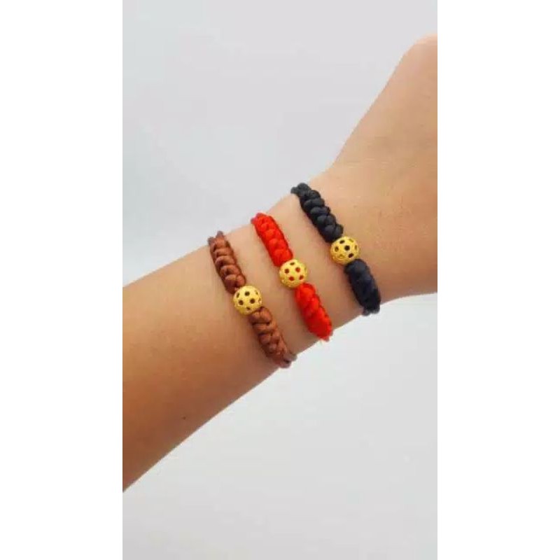 Gelang Bola Emas Asli dengan tali/ Gelang Bola Emas Asli kadar 375