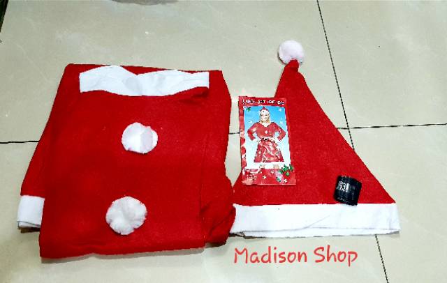 Dress Santa Dewasa Wanita Baju Kostum Natal Murah Pesta Natal Kado Hadiah