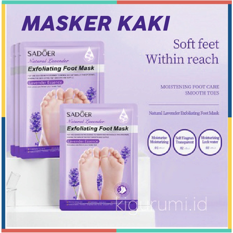 SADOER Masker Kaki Lavender Foot Mask Exfoliating Kelupas Kulit Mati EM030