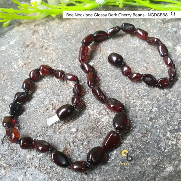 Kalung Amber Bayi Anak TK/SD Premium Glossy Cherry Beans NGCB68 By Amber Bee