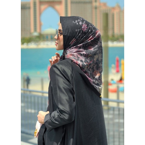 Nada Dis - Dubai Black Vanilla Navy - Xanadu Monogram Voal Buttonscarves X Ria Miranda
