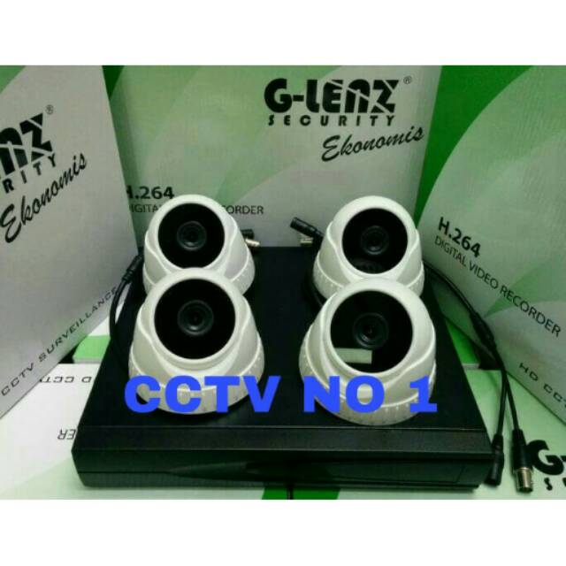 Paket cctv G-LENZ 8ch 4 kamera 1.3 mp 720p lengkap 500GB