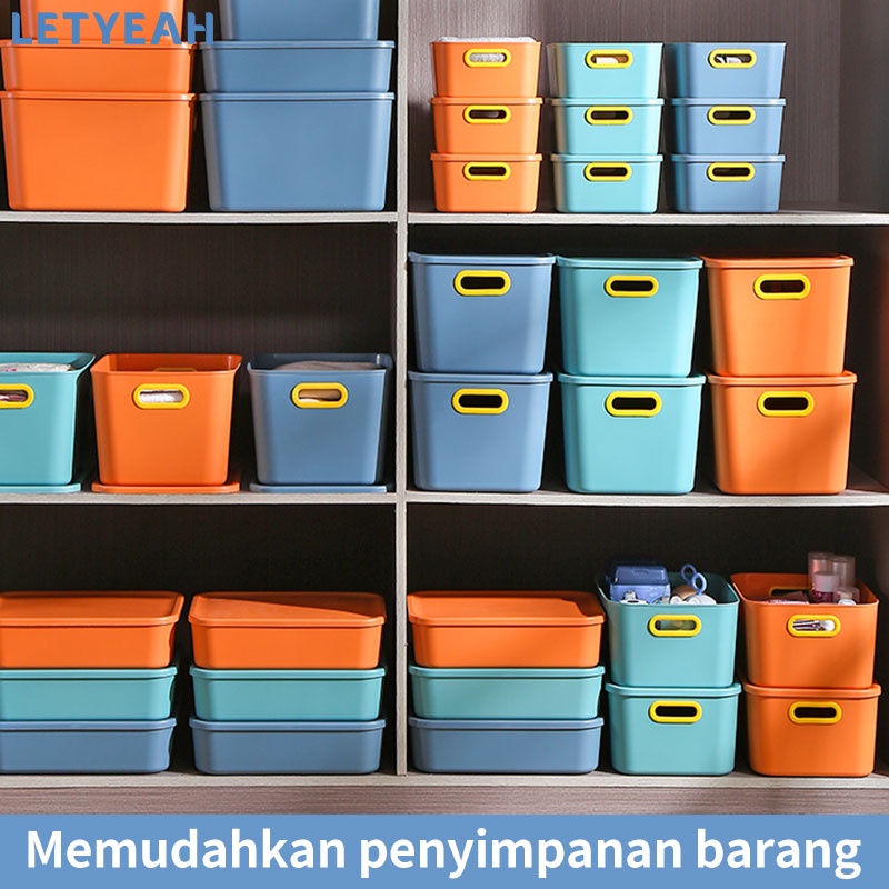 letyeah Storage box organizer dengan penutup anti debu / kotak penyimpanan bin pantry serbaguna